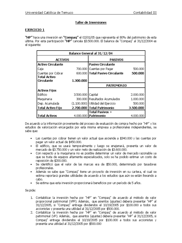Contabilidad de Inversiones en Empresas | PDF | Corporaciones | Sector ...
