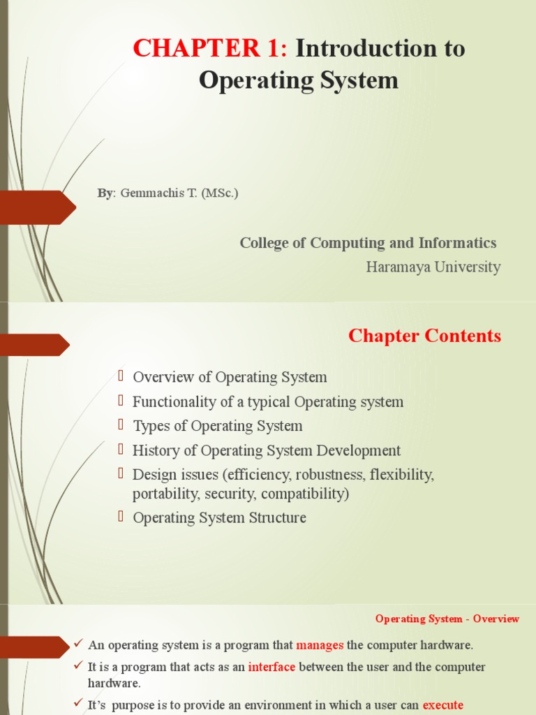 Chapter 1 Operating System | PDF | Operating System | Kernel (Operating ...