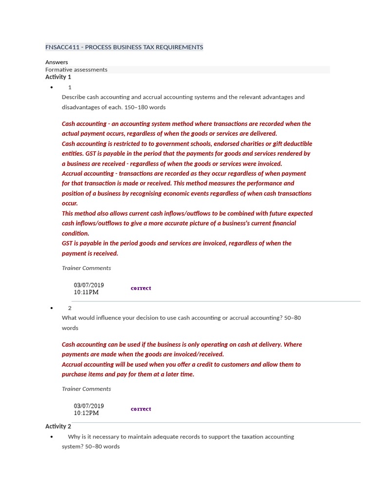 FNSACC411: Business Tax Process Guide | PDF | Internal Control | Taxes