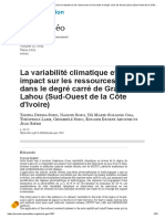 La Variabilité Climatique Et Son Impact Sur Les Ressources en Eau Dans Le Degré Carré de Grand-Lahou (Sud-Ouest de La Côte D'ivoire)