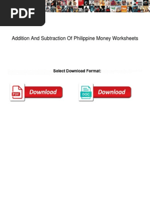 Philippine Money Bills and Coins Addition and Subtraction Worksheet 3