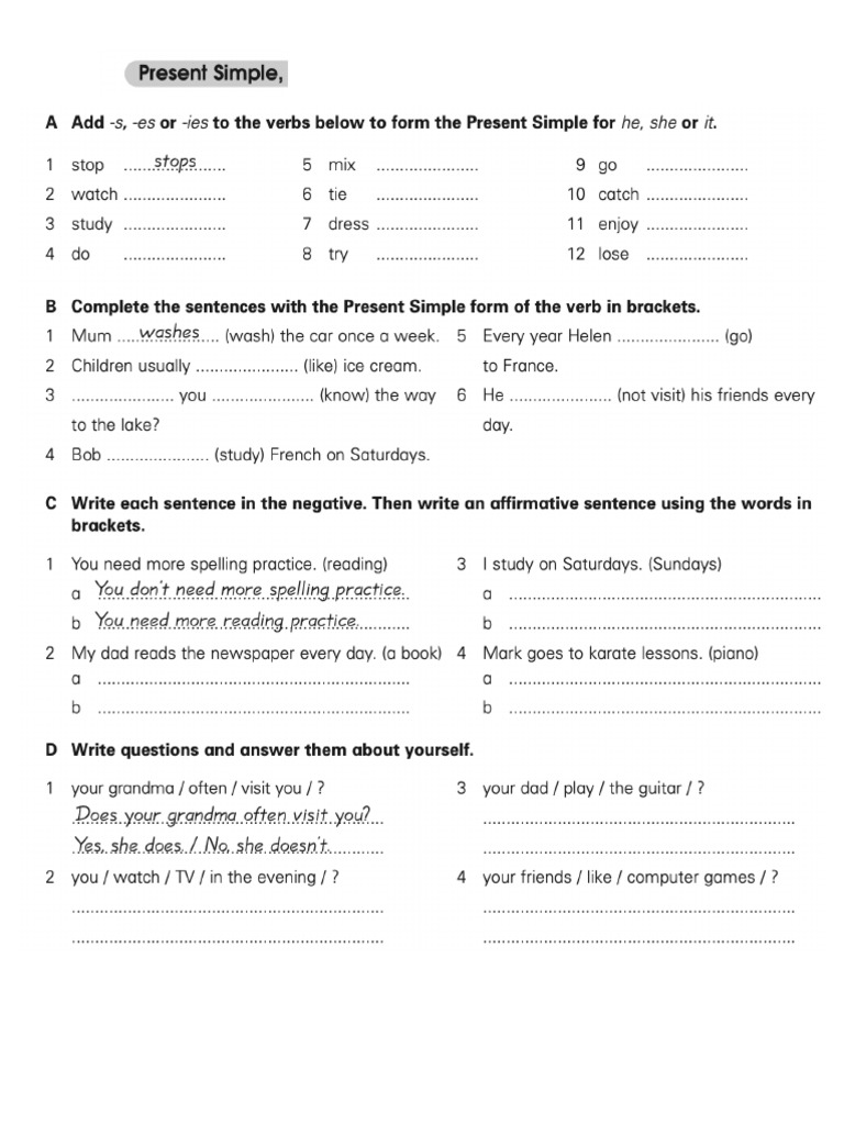 Simple Present Worksheet | PDF
