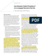 Promoting Learner Autonomy Student Perception of Responsibilities in A Language Classroom in East Asia