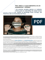 Como La Cuarentena Afecta La Salud Emocional de Los Adolescentes y Jovenes