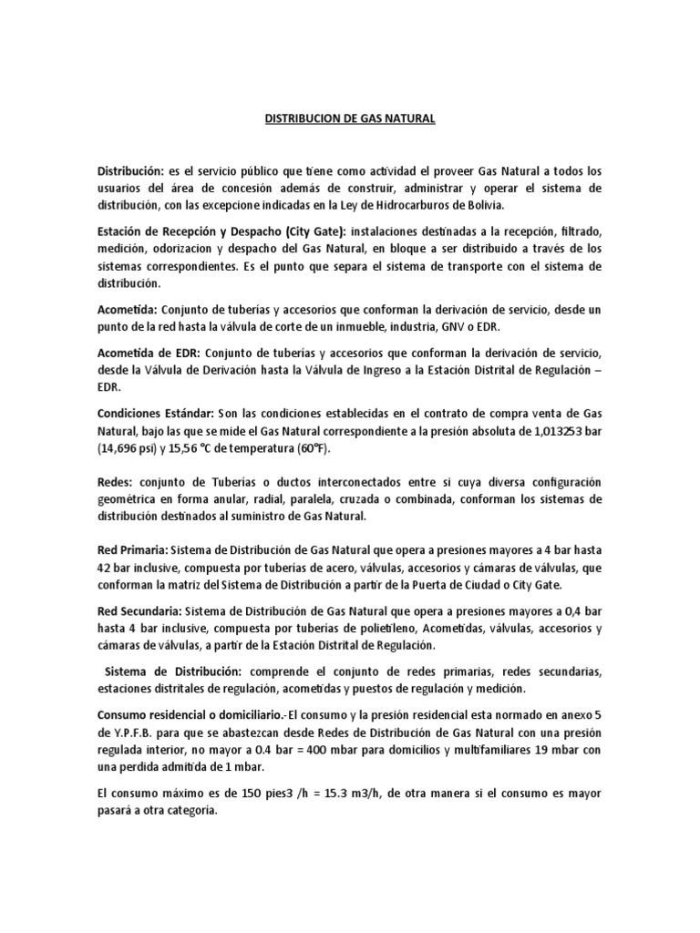 Distribución de Gas Natural en Bolivia | PDF | Gas natural | Cantidades ...