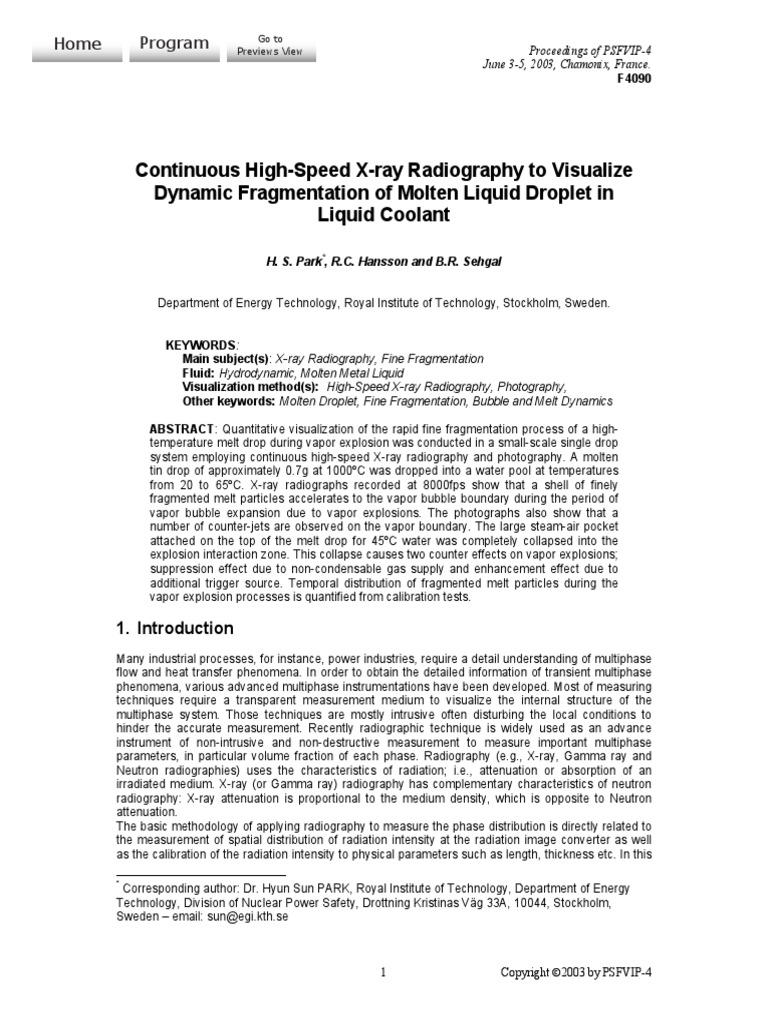 Continuous HighSpeed XRay Radiography PDF X Ray Radiography