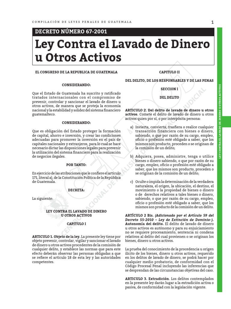 Ley Contra El Lavado de Dinero U Otros Activos | PDF