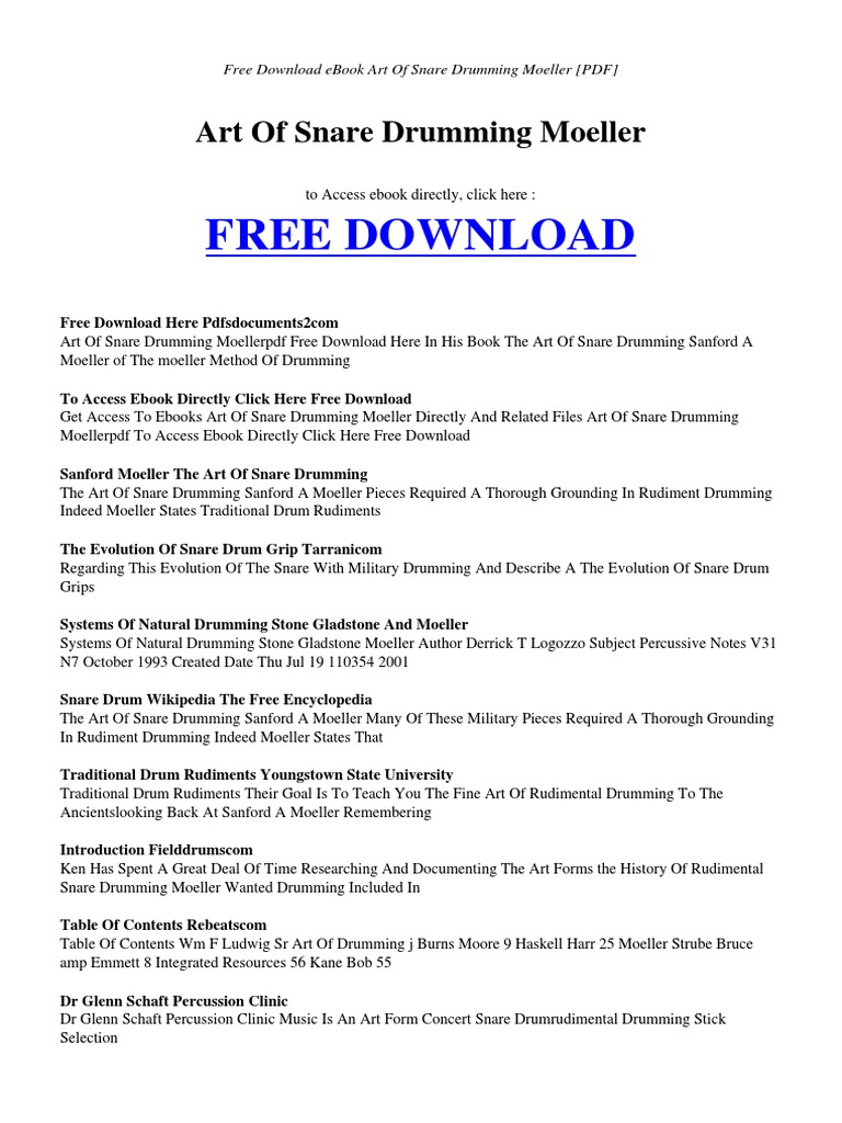 Moeller Method: Art of Snare Drumming PDF | PDF | Language Arts ...