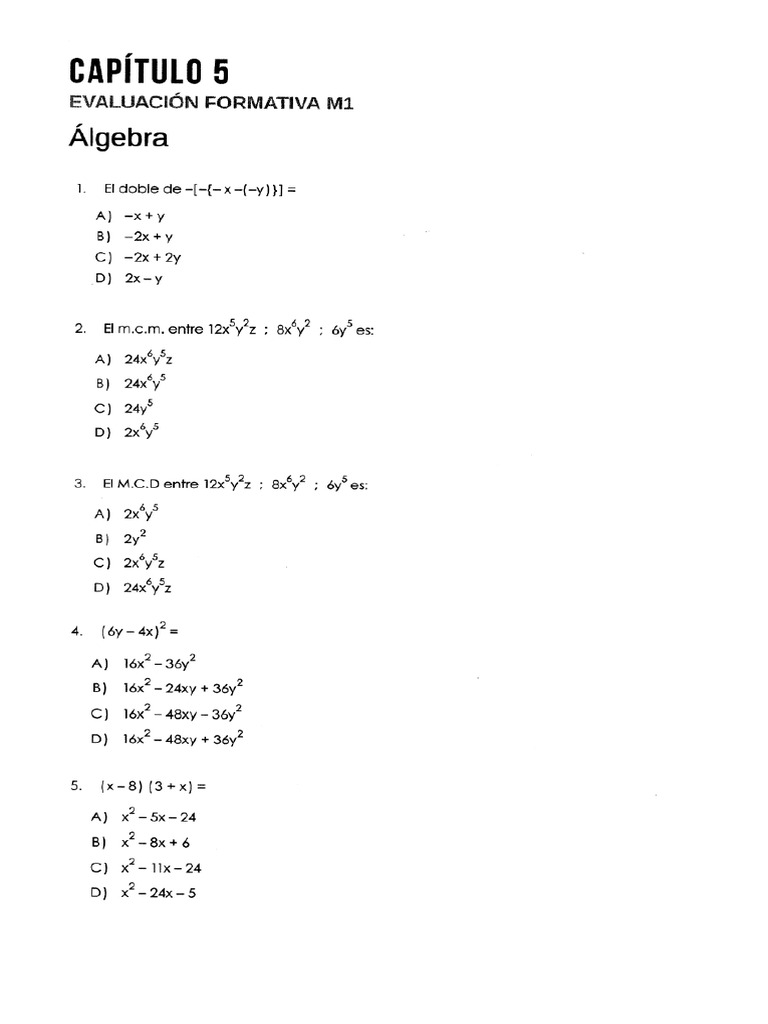 Capitulo 5 - Algebra | PDF