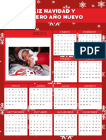 Documento A4 Calendario Navidad 2023 Moderno Rojo
