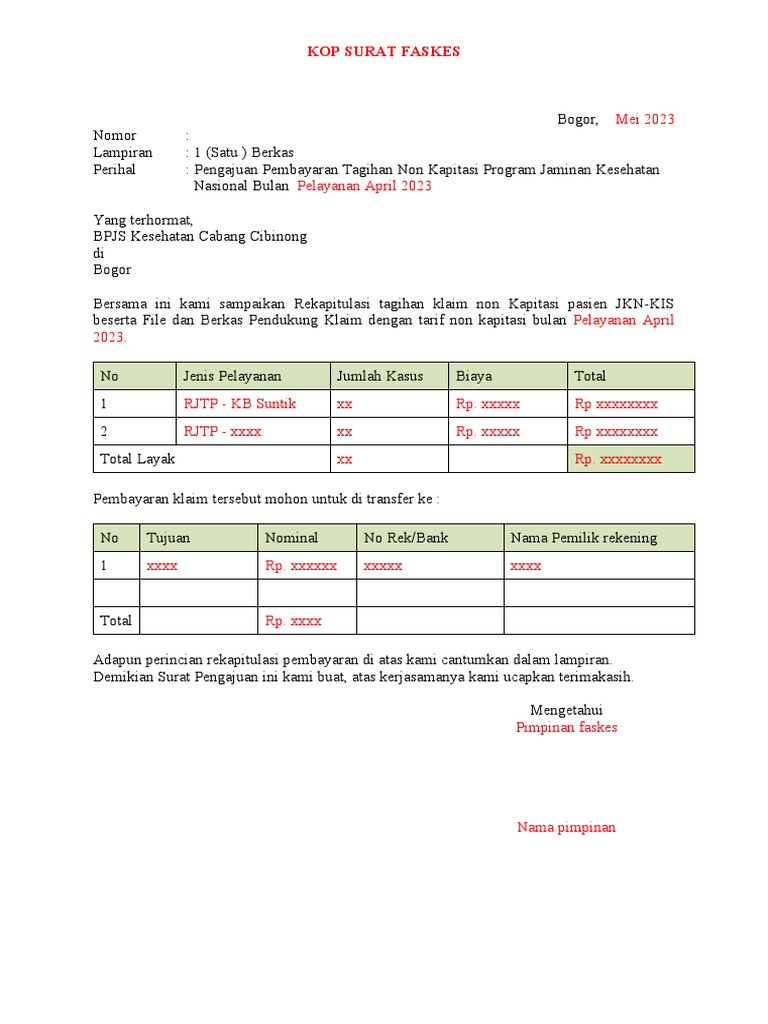 Format Penagihan Pembayaran | PDF