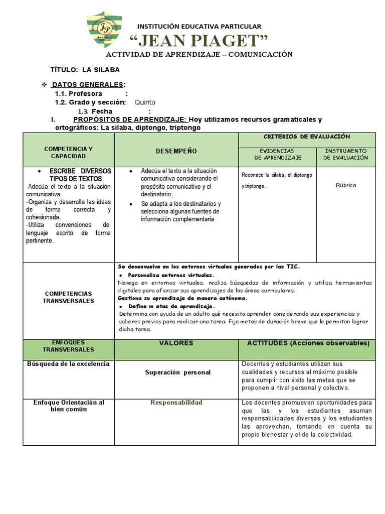 La Silaba y Sus Clases | PDF