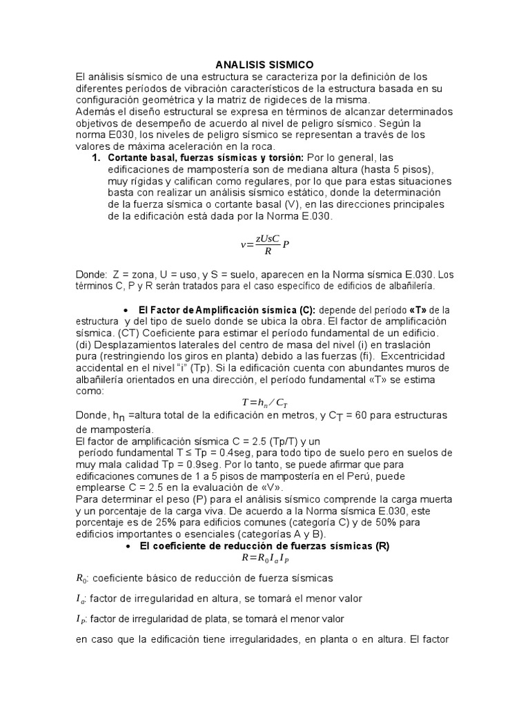 Analisis Sismico Pdf Rigidez Doblar