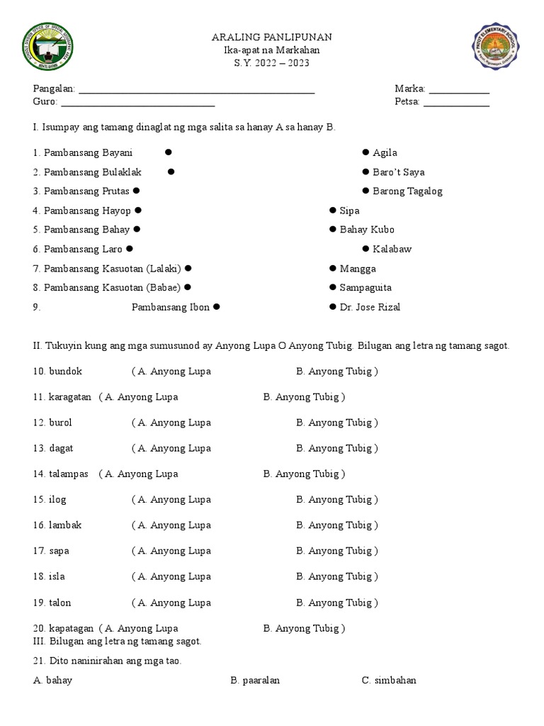 4th Quarter Araling Panlipunan PDF
