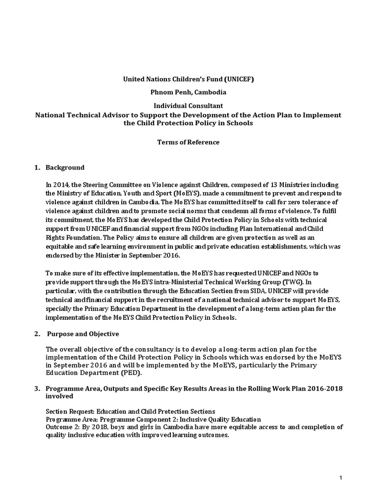 Action Plan for Child Protection Policy | PDF | Finance & Money ...