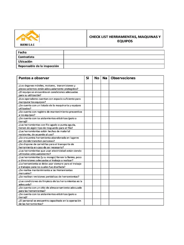 Formatos de check list pdf