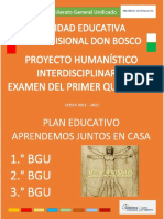 Examen I Quimestre Pro. Humanistico 1.2 .3 Bgu-20 Al 24 de Sep 2021