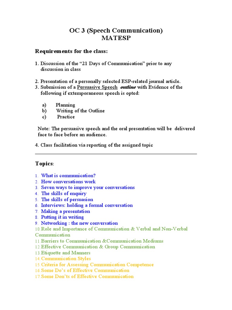 Speech Communication Simplified Syllabus PDF Communication Conversation