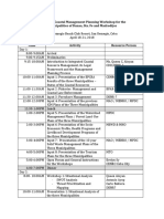 Proposed ICM Planning Workshop Program