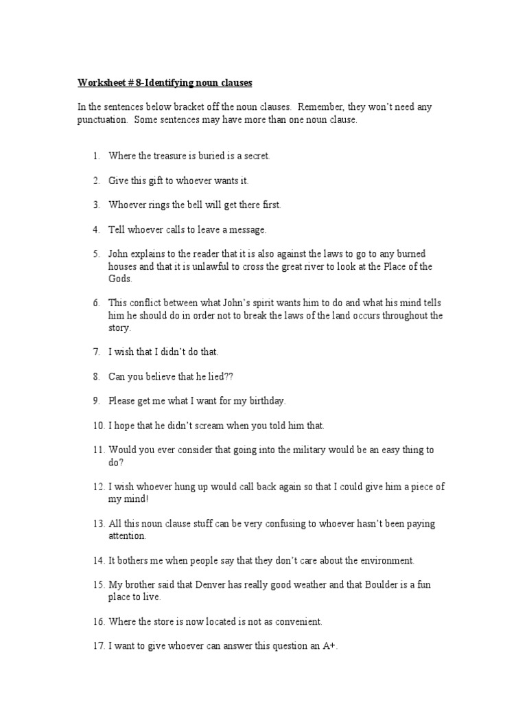 Noun Clauses for Grammar Students | PDF | Language Arts & Discipline