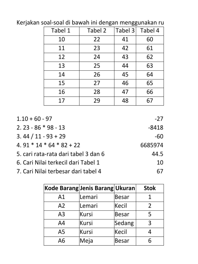 Soal Rumus Penjumlahan dan Rata-rata | PDF
