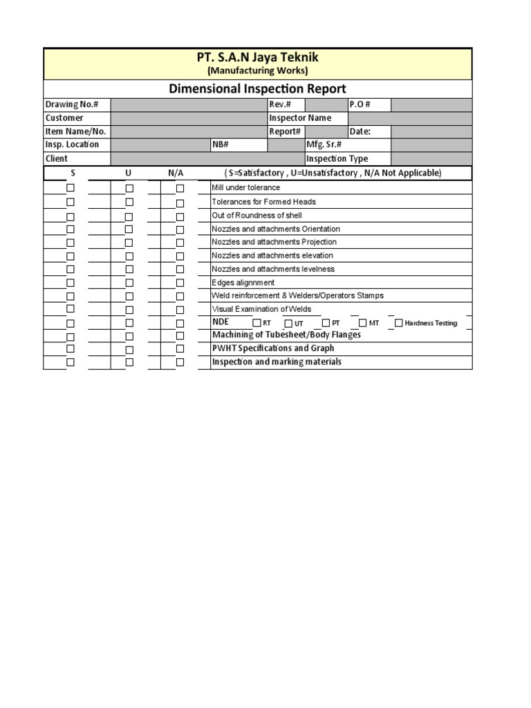 Dimensional Inspection Report Template | PDF | Technology & Engineering