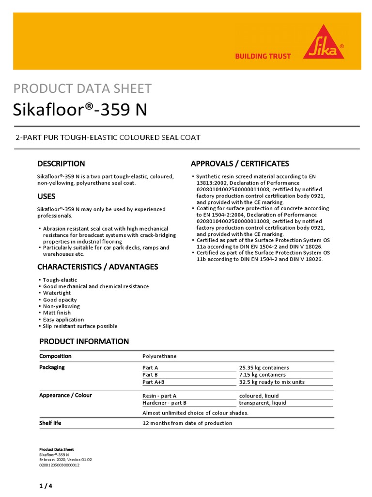 Sika PDS - E - Sikafloor - 359 N (V1) | PDF | Polyurethane | Humidity