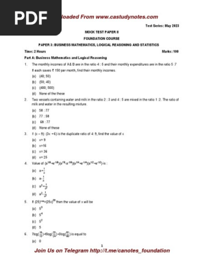 CA Foundation Maths Mock Test II | PDF | Interest | Normal