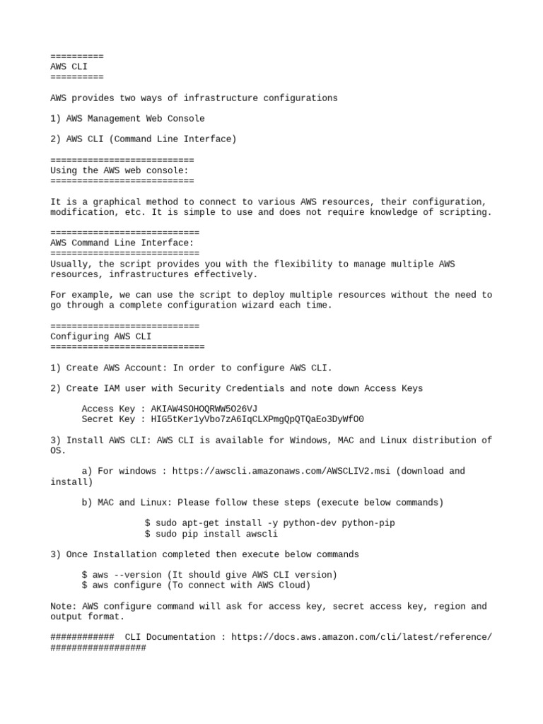Cli aws notes pdf command line interface amazon web services