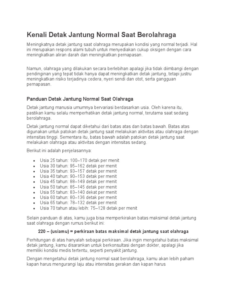 Detak Jantung Normal Saat Olahraga | PDF | Gaya Hidup