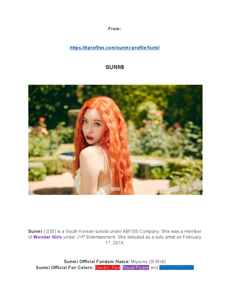 Sunmi Facts | PDF