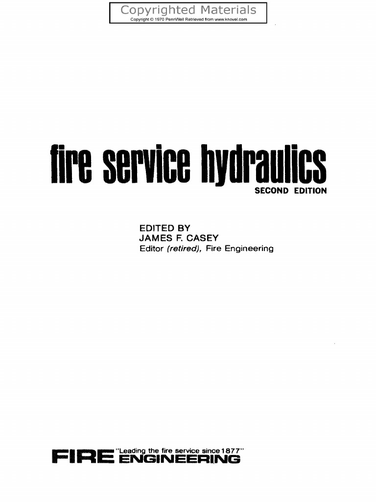 Fire Service Hydraulics Edited by Jam Es F. Casey PDF