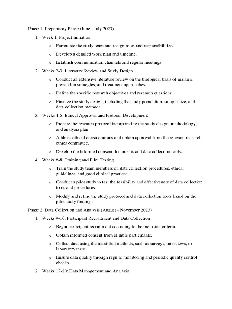 Study Work Plan Example