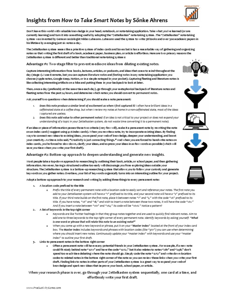 Zettelkasten Insights from Ahrens' Guide | PDF | Reserved Word ...