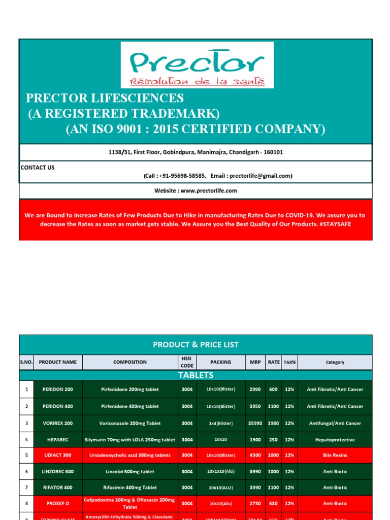Prector Rate List Updated May - 2023 | PDF | Dietary Supplements ...