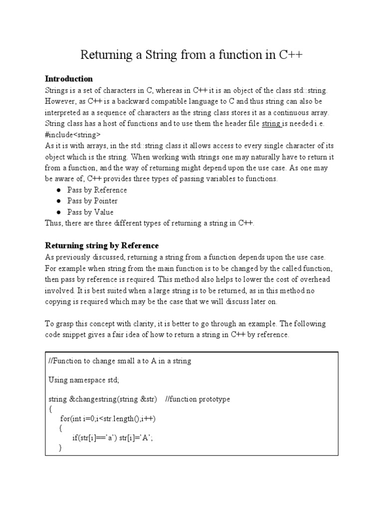 Returning a String from a Function in C++_590 | PDF