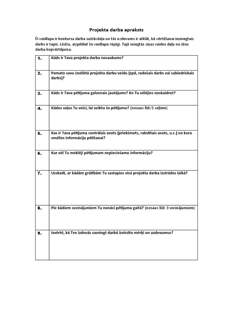 Konkursa VaM Petijuma Apraksts | PDF