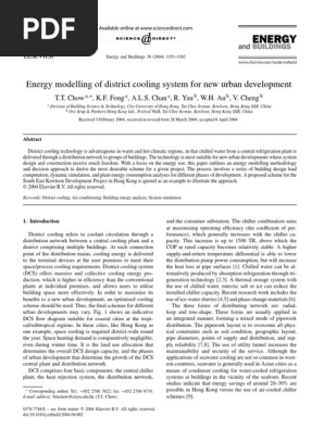 Energy Modelling of District Cooling System for New Urban Development