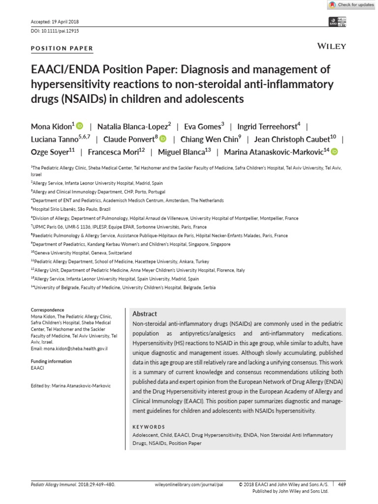 Pediatric allergy immunology - 2018 - kidon - eaaci enda position paper