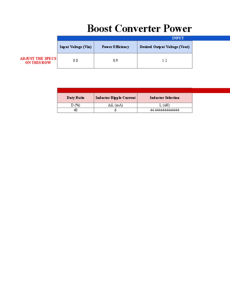 Boost Converter Power Stage Calculator PDF