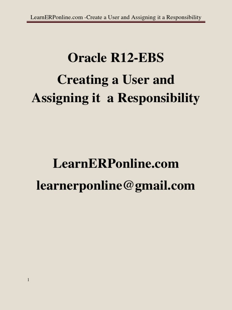 Create User in Oracle R12 EBS | PDF
