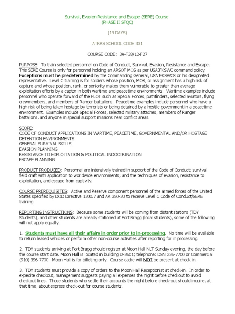 Sere Course | PDF