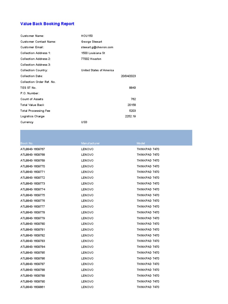 Value Back Booking Report 2023-06-21 00027741 | PDF | Lenovo | Computer ...