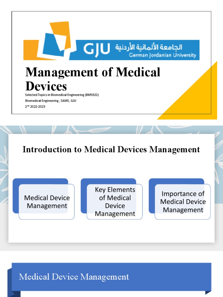 Lecture2 Introduction To Medical Devices Management PDF