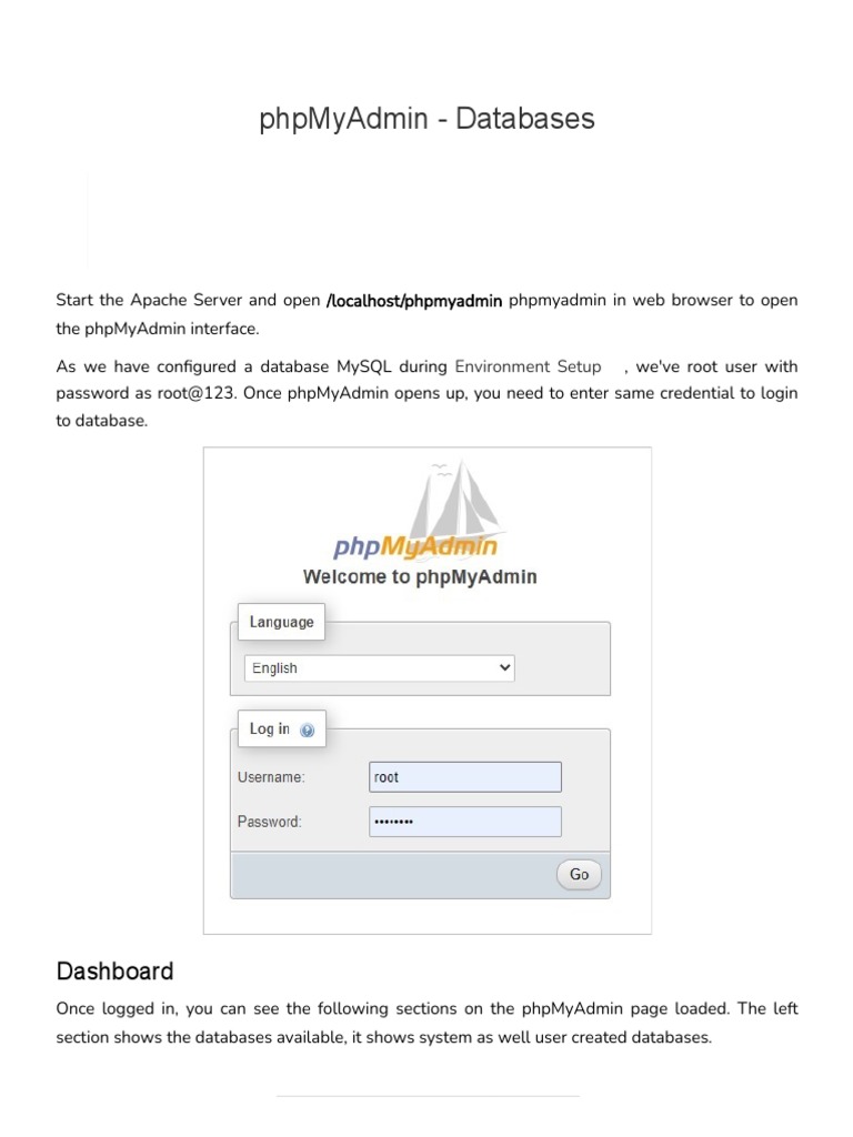 phpMyAdmin - Databases | PDF