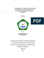 The Journal of Exploring Inhibiting Factors To Speak English Faced by Students at English Language Education Study Program of Khairun University