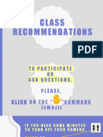 Class Reminders and Useful Recommendations 2023