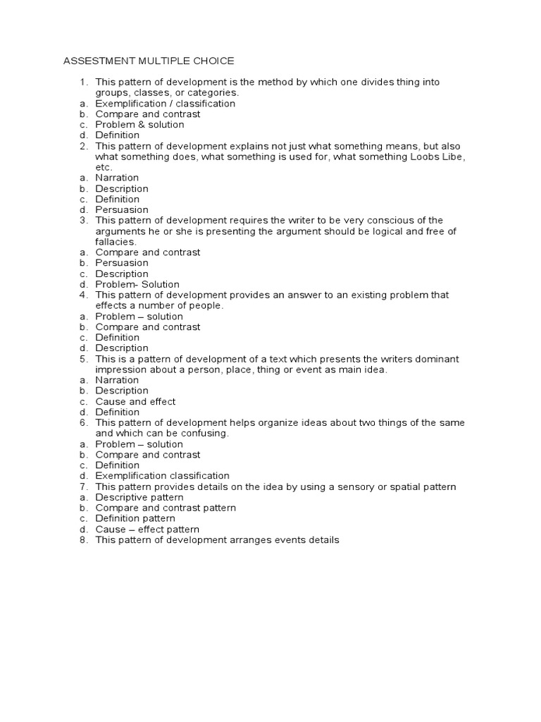 Patterns of Development in Writing | PDF