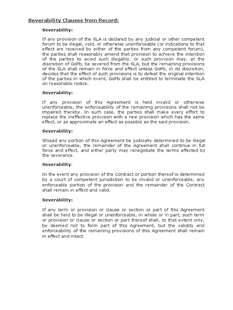 Severability Clause PDF