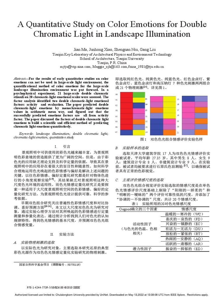 A Quantitative Study on Color Emotions for Double | PDF | Emotions | Color